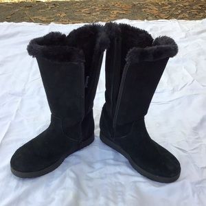 Black furry boots